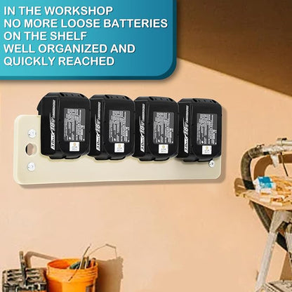 FETESNICE Battery Holder Wall Mount for Makita,4-Slot Battery Storage Rack Compatible with Makita 14.4/18V Batteries BL1815N BL1820B BL1830B BL1840B BL1850B BL1860B BL1415NBL1830B BL1450