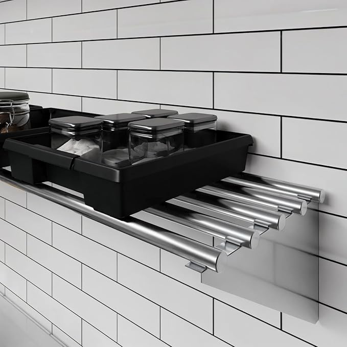 AmGood 14 in. x 36 in. NSF Stainless Steel Tubular Wall Shelf | Heavy-Duty Metal Shelving for Appliances & Equipment | Ideal for Kitchen, Restaurant, Garage, Laundry, Utility Room