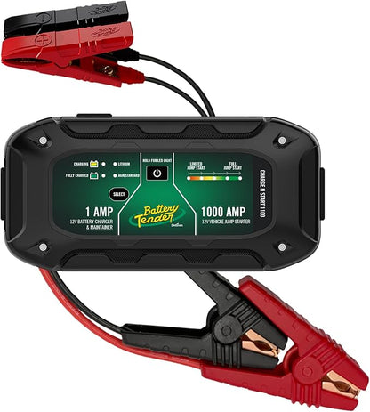 Battery Tender Charge N Start 1100 - Smart 12V/1 AMP Battery Charger and 1000 AMP Jump Starter Combo | 2-in-1 Battery Maintainer for Cars, Motorcycles, ATVs (USA Engineered)