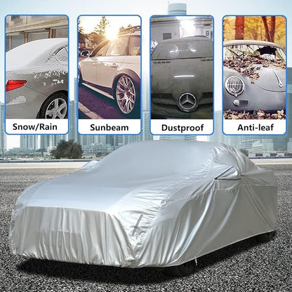 Tecoom Sport Car Cover Waterproof UV-Proof Windproof for All Weather Indoor Outdoor Mirror Pockets Fit 183-193 Inches Length Coupe/Convertible/Sport Car Fit for Ford Mustang, Chevy Camaro etc.
