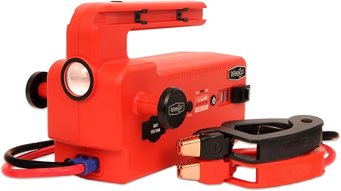 Weego 120 12V Jump Starter, 5000 Peak Amp / 1200 Cranking Amp, Smarty Clamp Jumper Cables with Battery Pack, All Gas & 15L Diesel Engines (C120)