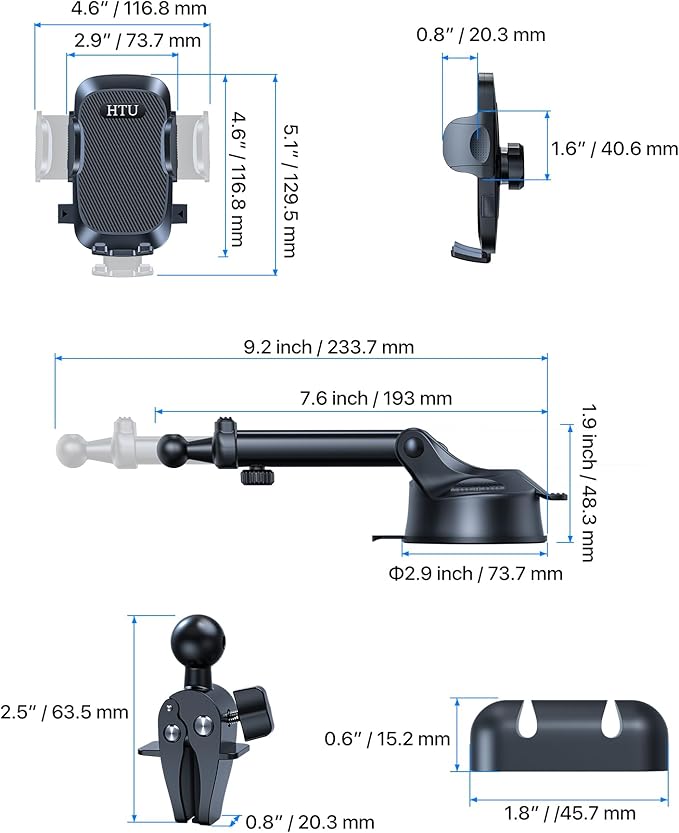 2025 Ultimate Car Phone Holder【80+LBS Strongest Suction & Military-Grade】 Universal Cell Phone Holder Truck Car Mount for Dashboard Windshield Air Vent for iPhone 16 Pro Max 15 Samsung 2pcs,Black