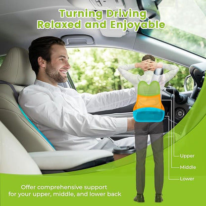 Lumbar Support Pillow for Car - Back Support for Medium to Large Vehicles - Soft Memory Foam Car Seat Cushion for Back Pain Relief - Dual Adjustable Straps Securely Fixed Car Lumbar Support -Black