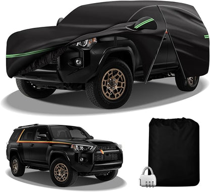 for 2002-2023 Toyota 4runner Car Cover 210D Outdoor Waterproof UV Protection, with Cotton Layer, Zipper Door, Reflective Strip, Storage Bag, for 2002-2020 2021 2022 2023 4runner