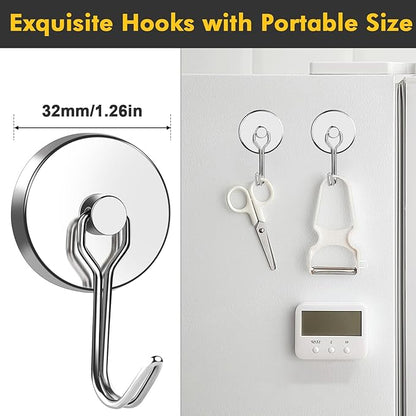 MIKEDE Magnetic Hooks Heavy Duty, 110LB Swivel Swing Strong Magnetic Hooks Cruise,Neodymium Hook Magnets for Home, Kitchen, Workplace, Metal Door, Office and Garage - Pack of 4