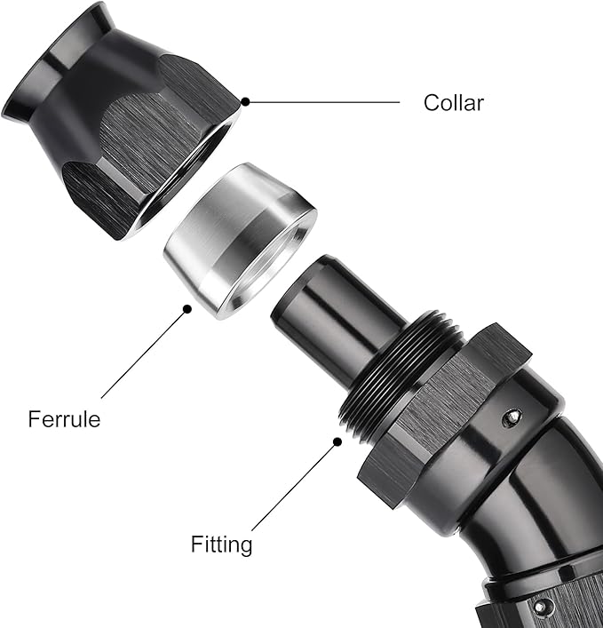 EVIL ENERGY 6AN 30 Degree PTFE One Piece Full Flow End Hose Fitting Aluminum Black