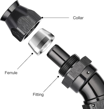 EVIL ENERGY 6AN 30 Degree PTFE One Piece Full Flow End Hose Fitting Aluminum Black