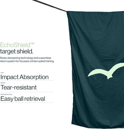 BirdiePro® - American Pro Golf Practice Net – 10x7ft Heavy Duty Golf Hitting Net with EchoShield™ Target & FlexWeave™ Net - Indoor Outdoor Training Backyard, Garage Complete Set with Mat, Balls & Cap