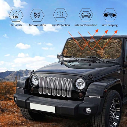 Camouflage Hunting Car Windshield Sunshade Front Window Sun Visor Protector Foldable Shield Cover for Truck SUV