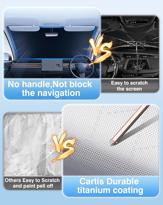 Cartist 5-Layer Windshield Sun Shade Custom Fit for Rivian R1T 2022-2025 2026 Accessories Foldable Car Front Window Sunshade Sun Visor Protector
