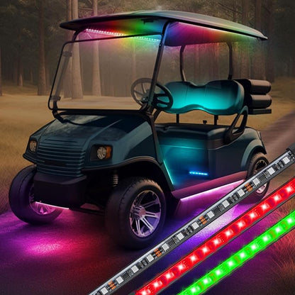 Roykaw Golf Cart Underglow LED Strip Lights Accent Neon Lighting Kit w/Canopy, Wheel Well & Interior Lights for EZGO Yamaha Club Car, Million Colors/Waterproof IP68/Sync to Music, Fits 12V-80V, 14PCS