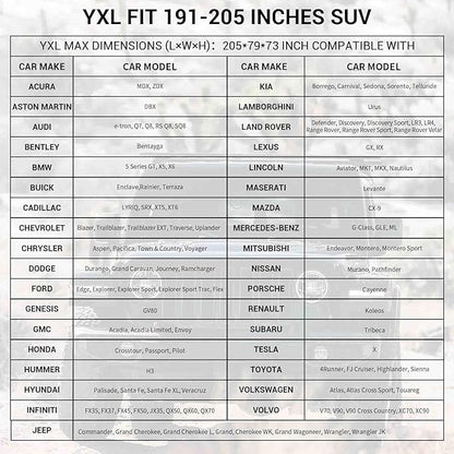 Car Covers Waterproof All Weather for Automobiles, Indoor Outdoor Windproof Dust Rain Sun Snow UV Protection Breathable Full Exterior Covers, Universal Vechicle Tarp Cover Fit 191-205 inches SUV