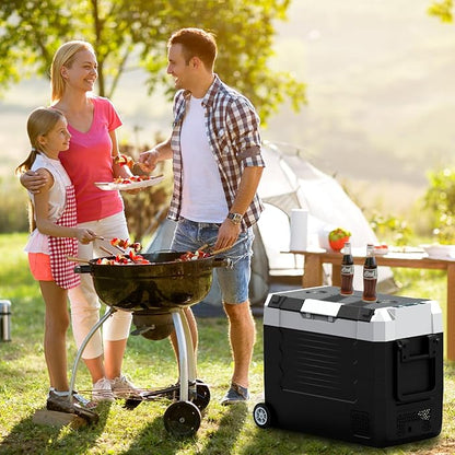SubSun Electric Cooler, 58QT Car Refrigerator, Portable Freezer 12V/24V DC and 110-240V AC, Plug in Coolers for Vehicles with Wheels, 12 Volt Car Fridge -4℉~68℉