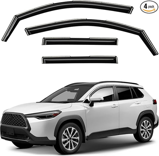 Window Deflectors Smoke Tinted In-Channel Side Window Vent Visor Deflectors Rain Guards Compatible with Corolla Cross 2022-2025 - 4pcs. GW0569