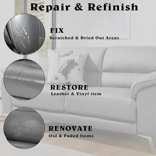 Gray Leather Recoloring Balm Vinyl Auto Dash Board Car Seats Interior Paint Furniture Dye Color Restorer Shoes Sofa Gloves Jacket Purse Bag Couch Stain Remover Fade Scratches Wear Out Repair