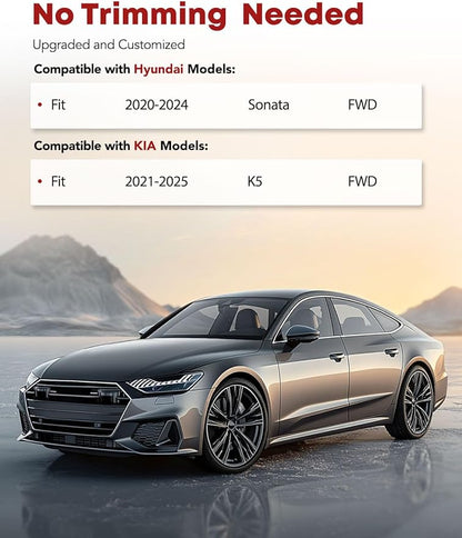 YHTAUTO Floor Mats Fit 2020-2024 Hyundai Sonata & 2021-2025 Kia K5 FWD, TPE All Weather Car Mats Waterproof Anti-Slip Odorless Floor Liner, Interior Car Accessories Front & 2nd Row Liner 2.5MM