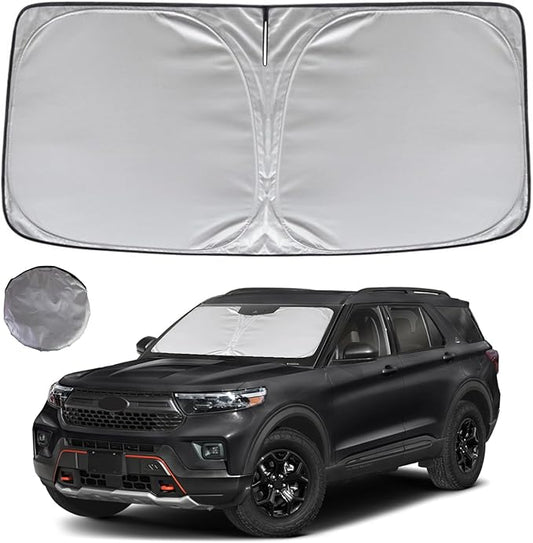 KAYZT Windshield Sun Shade for 2020-2025 Ford Explorer SUV Foldable Sunshade Front Window Custom Fit Car Accessories