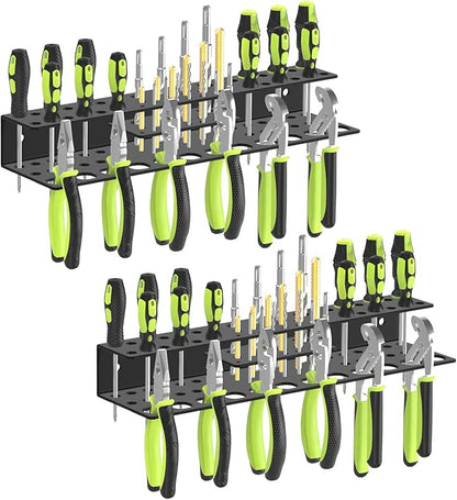 Screwdriver Holder Wall Mount,Heavy Duty Metal Utility Bit Organizer for Screw driver Pliers Drill Bits Small Tools,Screwdriver Organizer Suitable Garages Homes Workshops Sheds (54 holes 2pc)