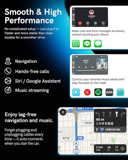 Wireless CarPlay Adapter for Apple iPhone & Android 2025 Upgrade Mini 2-in-1 Wired Android Auto to Wireless, Compact Design Plug & Play Auto Connect Car Play Dongle Fits for OEM Wired CarPlay Cars