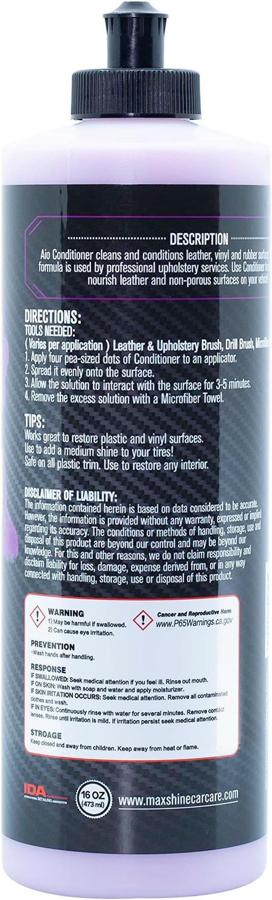 Maxshine 16oz All-in-One Premium Leather Conditioner & Cleaner – Detailing Solution for Car Seats, Sofas, Chairs & More – Safe for Leather, Vinyl & Plastic Surfaces
