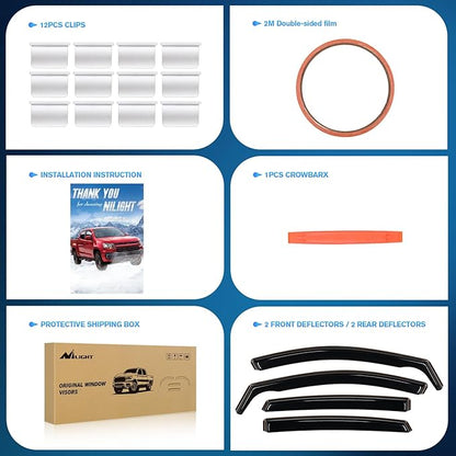 Nilight in-Channel Window Visors for Chevrolet (Chevy) Malibu 2016 2017 2018 2019 2020 2021 2022 2023 2024, Window Rain Guards, Original Window Deflectors-4PCS