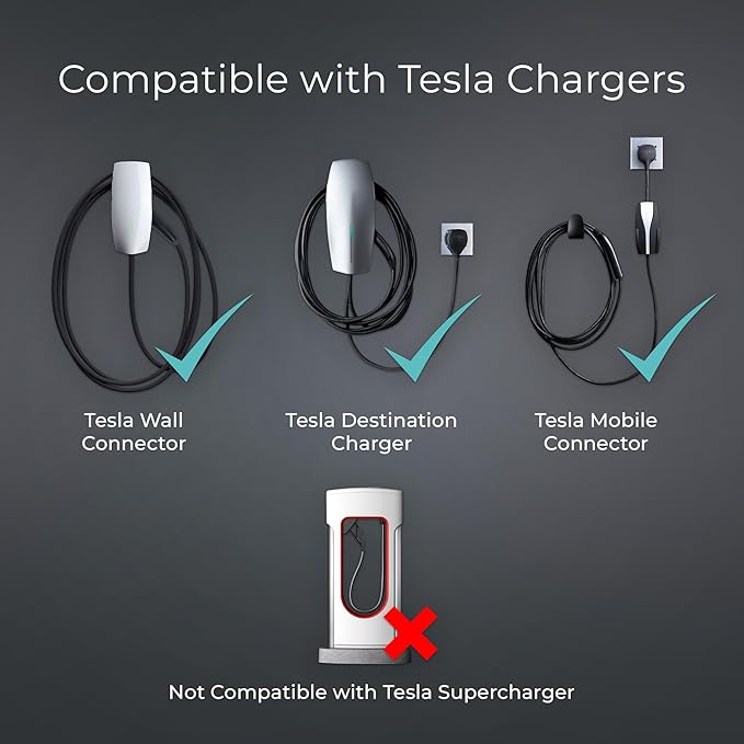 Lectron Tesla to J1772 EV Charging Adapter – NACS Converter, 48 Amp & 250V, Compatible with Tesla High Powered Connectors, Destination Chargers & Mobile Connectors for J1772 Electric Vehicles (Black)