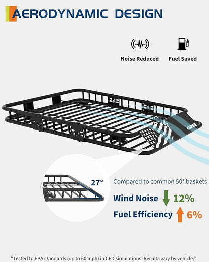 46" x 36" Universal Roof Rack Carrier Basket, 200 Lbs Capacity Car Cargo Rack with Extension Luggage Holder Basket Heavy Duty for SUVs, Trucks, Vehicles