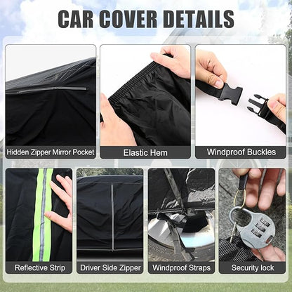 Waterproof Car Cover Compatible with Chevrolet C10 C20 K10 K20 1960-1987 Standard Cab Short Bed Accessories, 420D All Weather Car Covers with Zipper&Lock for Car Dust Snow Rain Hail Protection