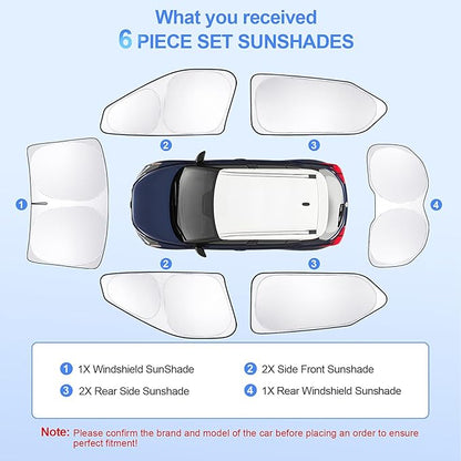 6pcs Car Window Shades for Nissan Kicks 2018-2024 Accessories,Windshield Side Rear Full Sunshade,Sun Visor UV Blocking, Privacy Protection and Blackout for Camping Outdoor