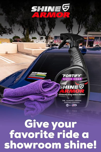 SHINE ARMOR Ceramic Coating Fortify Quick Coat Car Wax Polish Spray Waterless Wash & Wax Hydrophobic Top Coat Polish & Polymer Paint Sealant Detail Protection (24 Fl Oz)