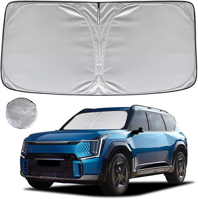 KAYZT Windshield Sun Shade for 2024-2025 Kia EV9 Foldable Sunshade Front Window Custom Fit Car Accessories
