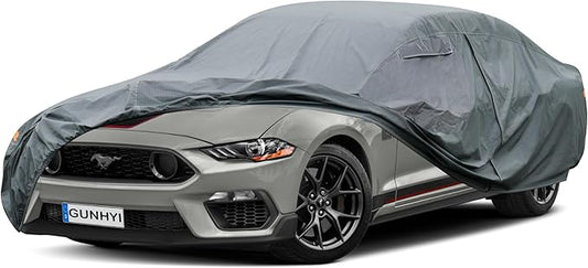 16 Layers Car Cover Waterproof All Weather, Heavy Duty Full Exterior Cover Universal Fit Coupe Ford Mustang/Shelby, Chevrolet Camaro/Corvette, Kia Optima, Audi A4/A5, BMW 5 Series 525i etc.