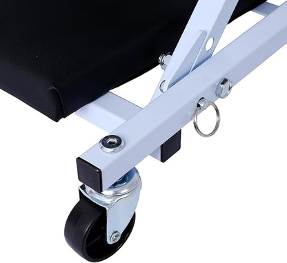 Mechanic Creeper and Stool, 36" Z Creeper Seat, 2-in-1 Garage Tool, 300 lbs Capacity, Low Profile with 6 Wheels (White)