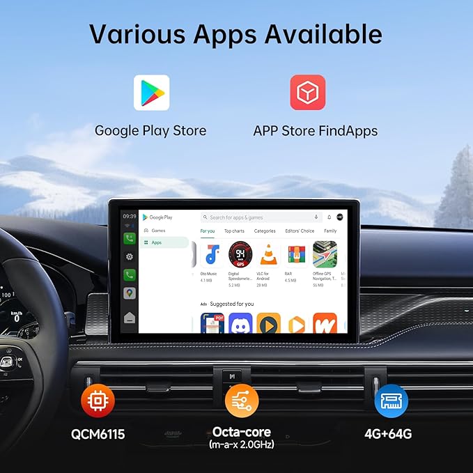 Ai Box Carplay/Android Auto Wireless Adapter, Android 13 6-in-1 Ai Box,4G LTE Card, GPS, DriveChat, Dual Bluetooth/WiFi, 4GB+64GB, Plug & Play for 2016+ Wired CarPlay, CB6A 2025 (CB6A-BK)
