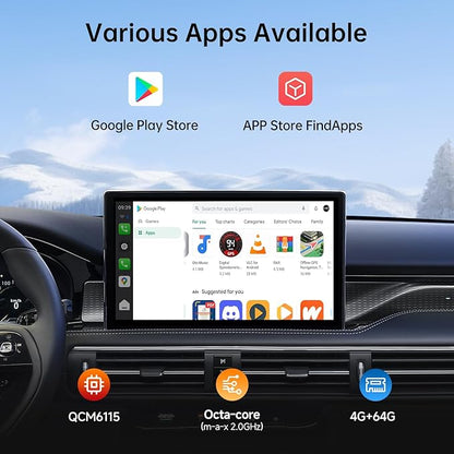 Ai Box Carplay/Android Auto Wireless Adapter, Android 13 6-in-1 Ai Box,4G LTE Card, GPS, DriveChat, Dual Bluetooth/WiFi, 4GB+64GB, Plug & Play for 2016+ Wired CarPlay, CB6A 2025 (CB6A-BK)