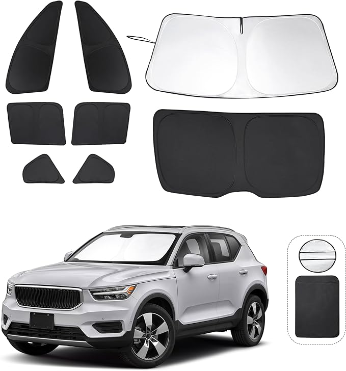 TINGLU Window Shades for Volvo XC40 2019-2025 Accessories Car Side Full Windows Rear Triangular Windshield Sun Shade Sun UV Rays & Privacy Protection for Camping,Napping,and Relaxing 8PCS