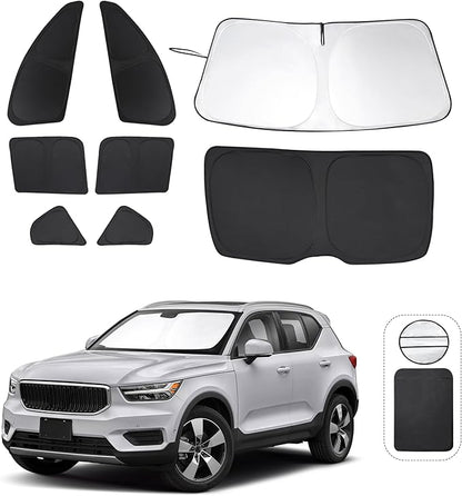 TINGLU Window Shades for Volvo XC40 2019-2025 Accessories Car Side Full Windows Rear Triangular Windshield Sun Shade Sun UV Rays & Privacy Protection for Camping,Napping,and Relaxing 8PCS