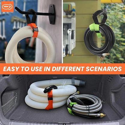 Heavy Duty Storage Straps with Handle and Easy Adjustable Steel Black Lock Slider Buckles,Extension Cord Strap for Cords Pool Hoses Ropes and Garden Hose (2 Pack)