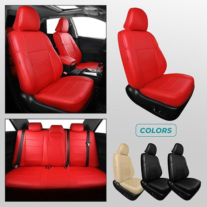 for Toyota Camry Seat Covers SE XSE SE Sport 2012 2013 2014 2015 2016 2017 - Custom Fit Car Seat Covers Full Set, Waterproof Breathable Leather Seat Covers for Cars, Red Not for Hybrid