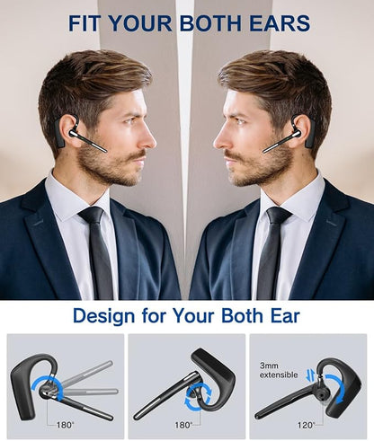 Bluetooth Headset V5.4, Wireless Bluetooth Earpiece with CVC8.0 Dual Mic Noise Cancelling 110 Hours Talktime for Cell Phone/iPhone and Android Headphones for Trucker/Driver/Business