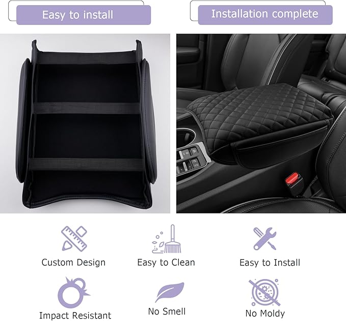 LUWU 2026 Passport Center Console Cover Compatible with 2026 Honda Passport RTL/TrailSport Accessories 2026 Passport Armrest Cover Armrest Console Cover (Thick Black)