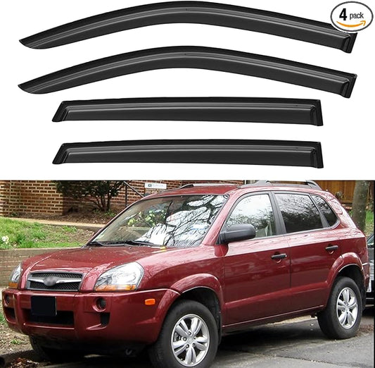 Window Visors Rain Guards for 2005-2009 Hyundai Tucson, Out-Channel Window Vent Wind Deflectors Visors Shades for 05-09 Tucson
