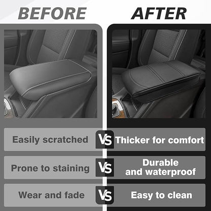 Muslogy Center Console Cover 1-Inch Extra Thick Armrest Pad Compatible with 2017-2023 GMC Acadia Arm Rest Cushion Padding Anti-Scratch Console Leather Lid Protector