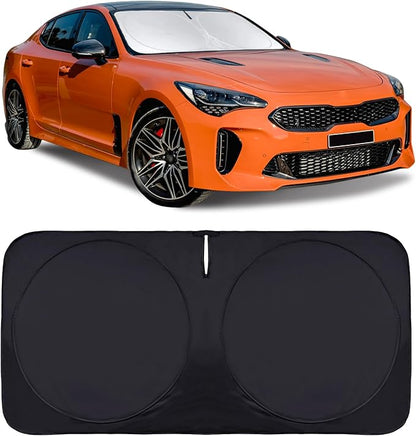 Sunshade Windshield Sun Shade for Kia K5 2021-2026 K900 Stinger Accessories, Custom Fit KIA Stinger 2017 2018-2022 2023 Front Window Foldable Sun Visor Protector Retractable UV Reflector Blocks UV Ray
