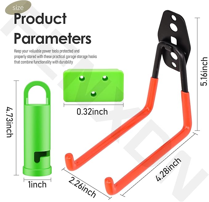 4 Pack Garage Storage Hooks Attachment for Ego Power Multihead System | Battery Mount Holder for Ego 56v Trimmer and Edger | Garage Hooks for Hanging Bike, Garden Tools