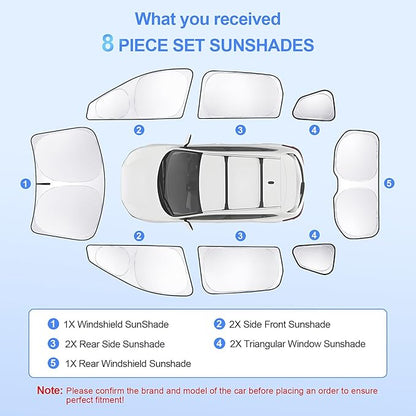 8pcs Car Window Shades for Nissan Rogue Sport(Not for Rogue) 2017-2024 Accessories,Windshield Side Rear Full Sunshade,Sun Visor UV Blocking, Privacy Protection for Camping Outdoor