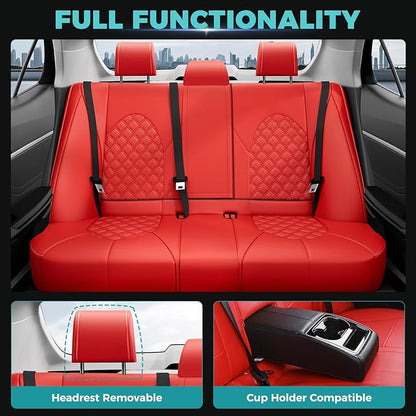 for Toyota Camry Seat Covers Hybrid XLE XSE 2018 2019 2020 2021 2022 2023 2024 - Custom Car Seat Cover Full Set, Waterproof Breathable Cushion Protector, Leather Seat Cover for Cars Red