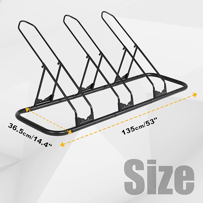 CyclingDeal Bike Rack Floor Parking Bike Stand for up to 6 Bicycles | Indoor, Home & Garage Storage Rack | Stable & Secure Bicycle Stand w/Tire Grooves Up to 29", Holding Plates & Custom Spacing