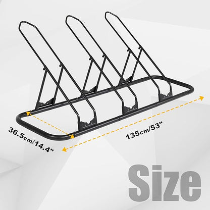 CyclingDeal Bike Rack Floor Parking Bike Stand for up to 6 Bicycles | Indoor, Home & Garage Storage Rack | Stable & Secure Bicycle Stand w/Tire Grooves Up to 29", Holding Plates & Custom Spacing