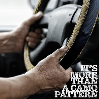Mossy Oak Steering Wheel Cover by LPI Truck; Heavy Duty 600D Oxford Material with Mossy Oak Break-up Country Camoflauge Design; Fits All Large Trucks and SUVs with Steering Wheel Size 15.5" to 16"